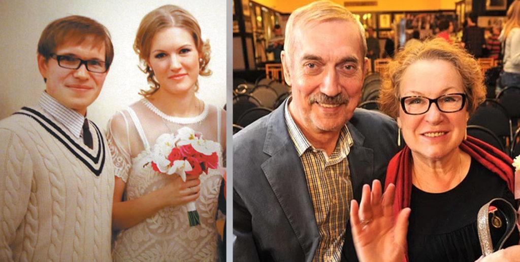 Евгений Киндинов с женой, слева на фото дочь и зять