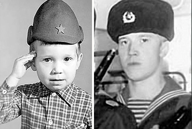 Алексей Кравченко. Слева в детстве, справа проходит службу в ВМФ