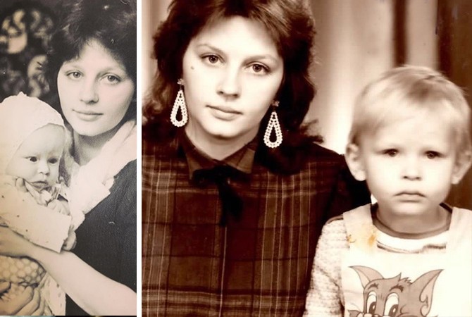 Юлия Пересильд в детстве с мамой