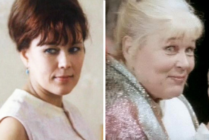 Люсьена Овчинникова в фильмах "Мама вышла замуж", 1969 г. и "Трень-брень", 1994 г.